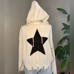 Just Polly  Cream Sweater with Black Star